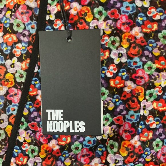 The Kooples Floral Tiered Ruffle Mini Dress US Size 6 Black Multicolor - Picture 5 of 10